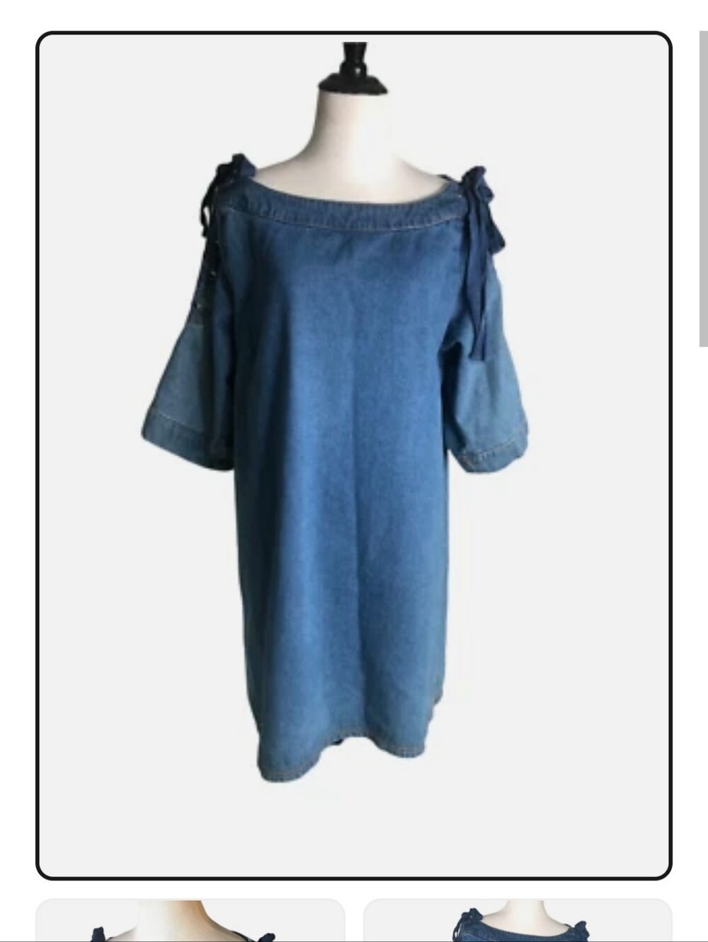 Maeve for Anthropology Denim Off-Shoulder Tie-Slee Dress - Blue